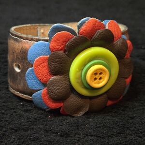 Colorful Leather Flower Bracelet